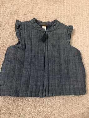 Girls' Quilted Sleeveless Vest - Blue Denim Look